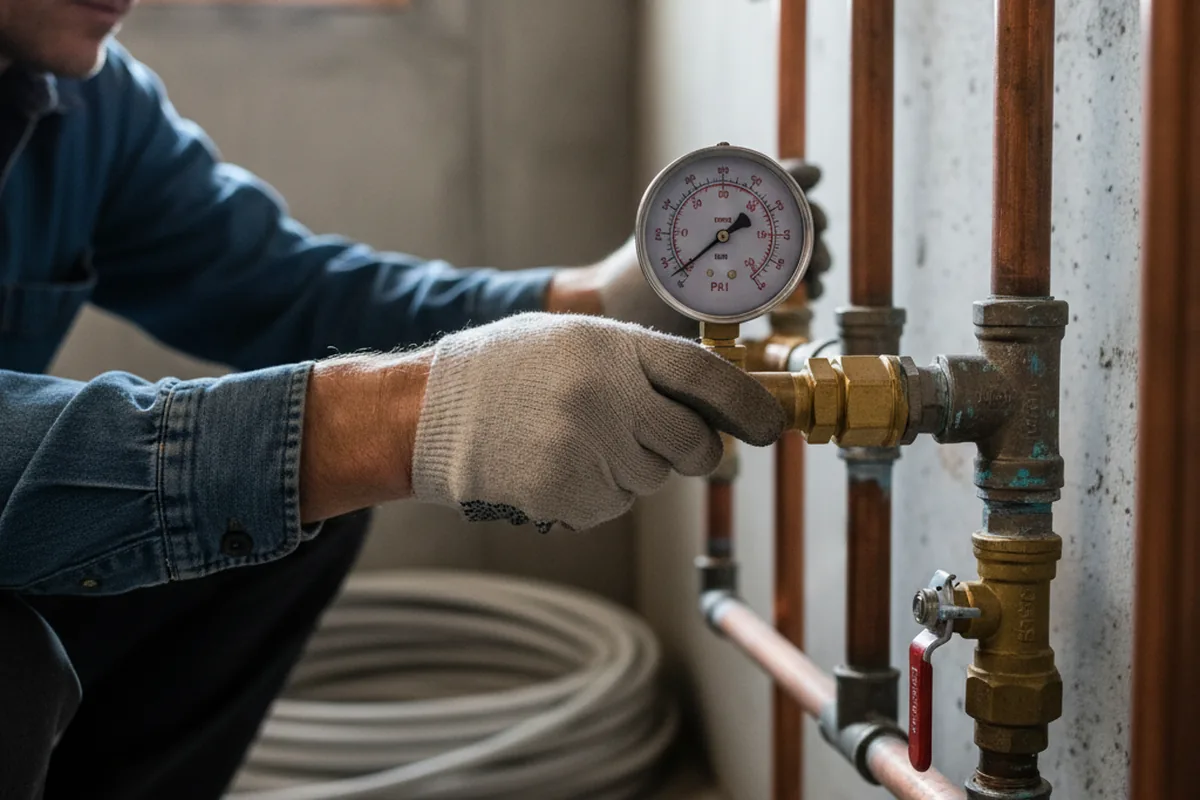 Pressure testing a repaired line during Water Line Repair in Sharpsburg